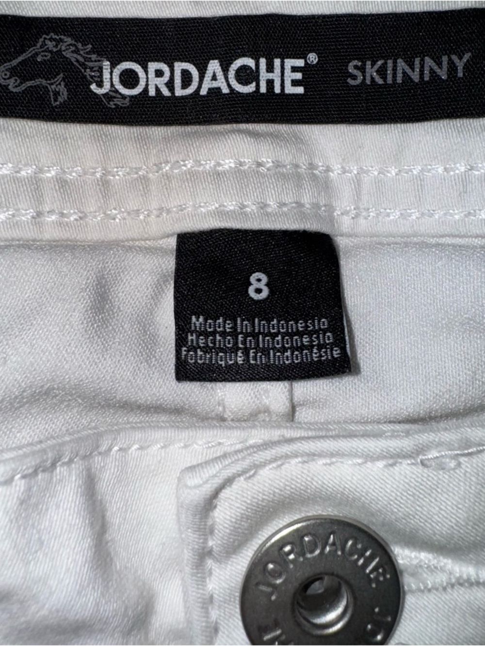 White Jordache Extra Stretch Skinny Jeans, Sz 8 - Picture 8 of 10